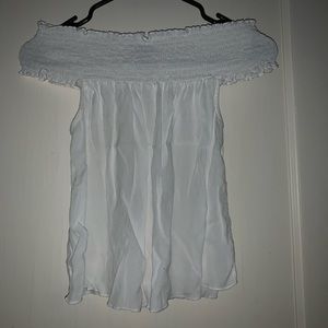 Forever 21 Shirred Off the Shoulder White Blouse